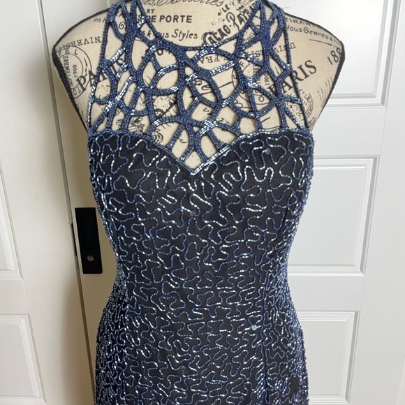 SCALA Vintage Silk Sequin Beaded Evening Gown - Picture 2 of 10